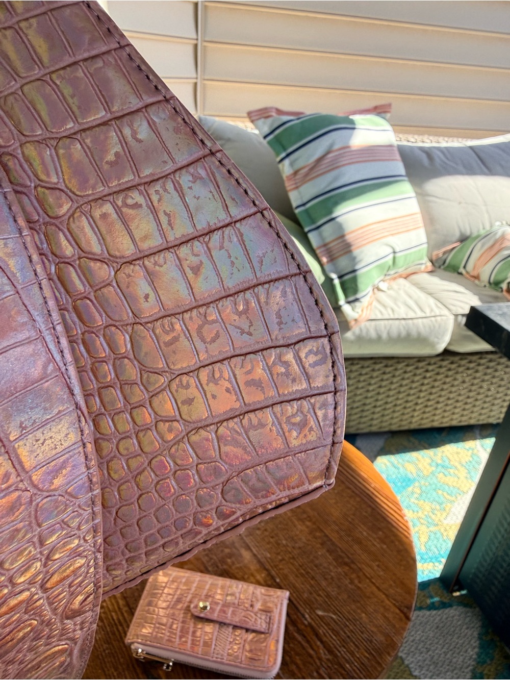 Brahmin Rose Gold Pink Croc-Embossed Satchel & Wallet Set - Picture 5 of 11
